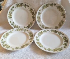 Vintage Set of 4 MIDWINTER Stylecraft Green Floral Round bread Plates 6 inches