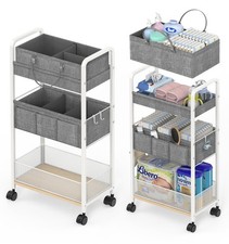 2In1 Baby Diaper Caddy 3-Tier Rolling Diaper Cart, Diaper Caddy Organizer C...