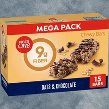 Fiber One Chewy Bars, Oats & Chocolate, Fiber Snacks, Mega Pack, 15 ct