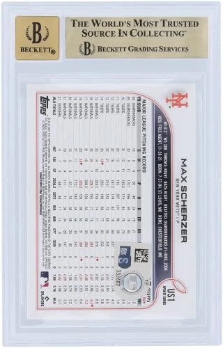 Max Scherzer Mets Signed 2022 Topps Update Variation #US1 BAS 9.5/10 Card w/Insc - Image 2 of 3