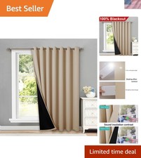 Elegant 100 Blackout Noise Reducing Curtain Panel 100x84 in Biscotti Beige