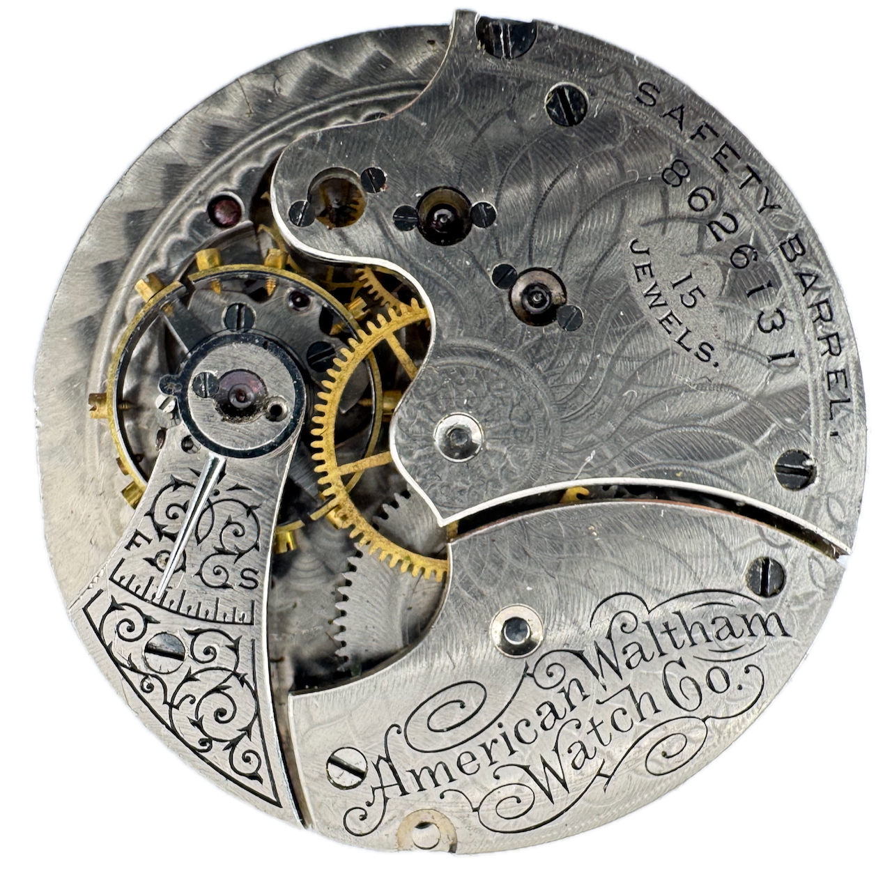 Antique 1898 Waltham 15 Jewel Hunter Pocket Watch Movement Seaside USA