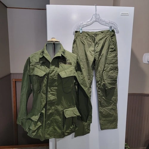 Vintage Military OG 107 Slanted Pocket Jacket Poplin Vietnam Pants 1968 101st