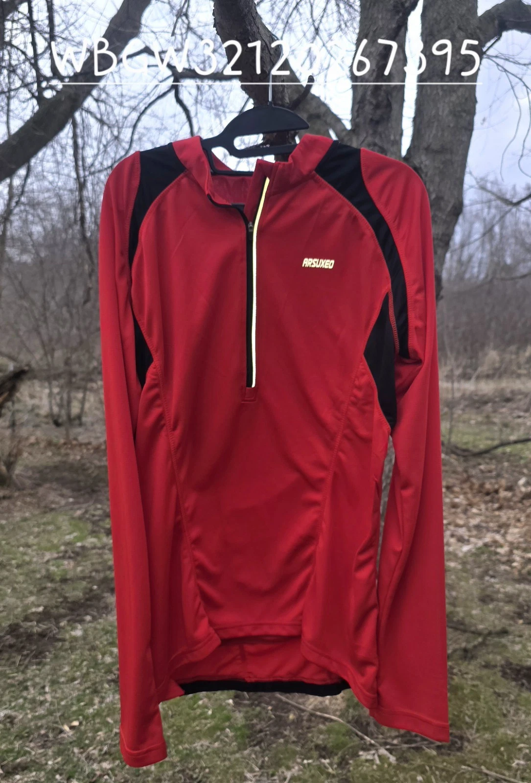 Arsuxeo Men's Red Size Large Athletic Biking Shirt Size Large Half Zip