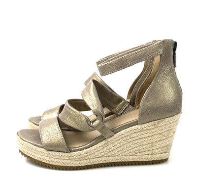 NIB Eileen Fisher Wisp Platinum Espadrille Wedge Sandal Shoes Size 6.5 M