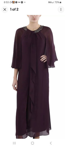 SLNY Womens Full Length Embellished Evening Dress Gown Petites