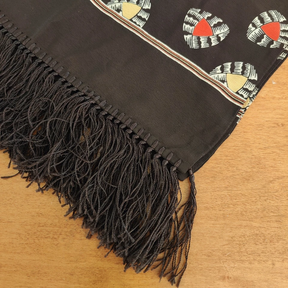 复古 1930 年代圆点 + 条纹男式丝绸歌剧围巾带FRINGE — 第 4/4 张图片