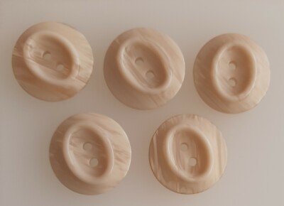 5 x 23 mm große runde Wendeknöpfe creme Steinschimmer marmoriert - GT1655m