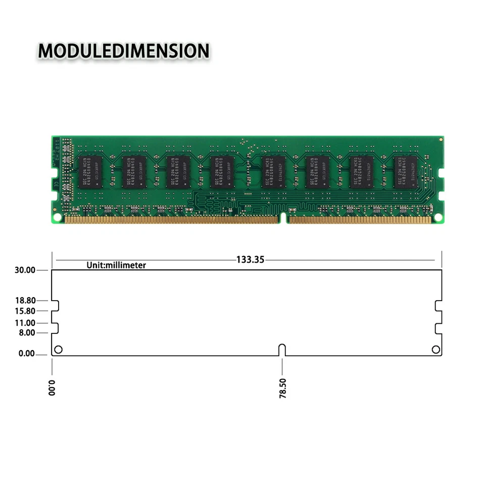 16G Samsung 4PCS 4GB 2Rx8 PC3-10600 DDR3 1333Mhz Memory RAM DIMM Desktop NON-ECC - Image 3 of 4