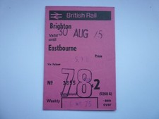1975 Brighton to Eastbourne Railway Station via Falmer Season Ticket