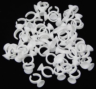 100PCS Disposable Plastic Nail Art Tattoo Glue Holder Eyelash Extension Rings