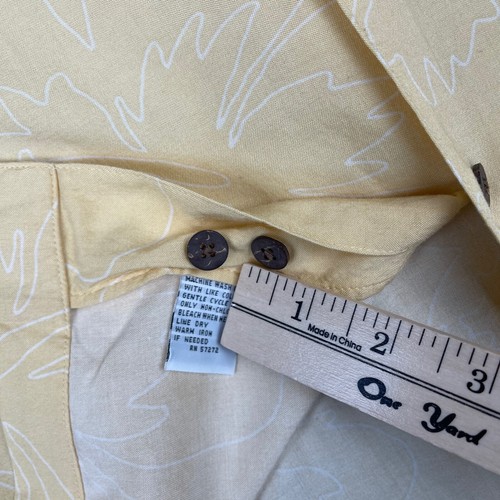 Vintage OP Ocean Pacific Shirt Mens Large Yellow Floral Hawaiian Camp Collar 90s - Picture 6 of 14