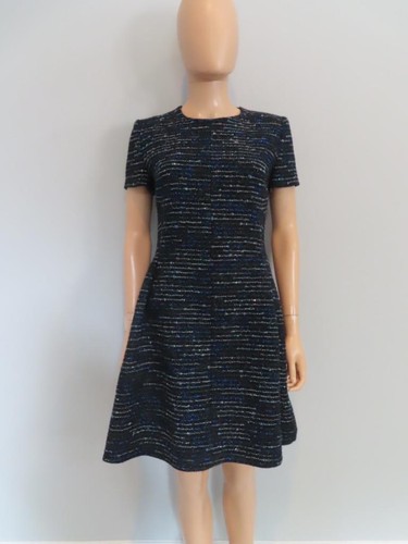 Christian Dior Black/Multicolor Tweed Sequin Detail A-Line Dress F 40/US 8