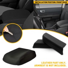 For Honda Pilot 09-15 Black Front Door Armrest Center Console Leather Cover EOA