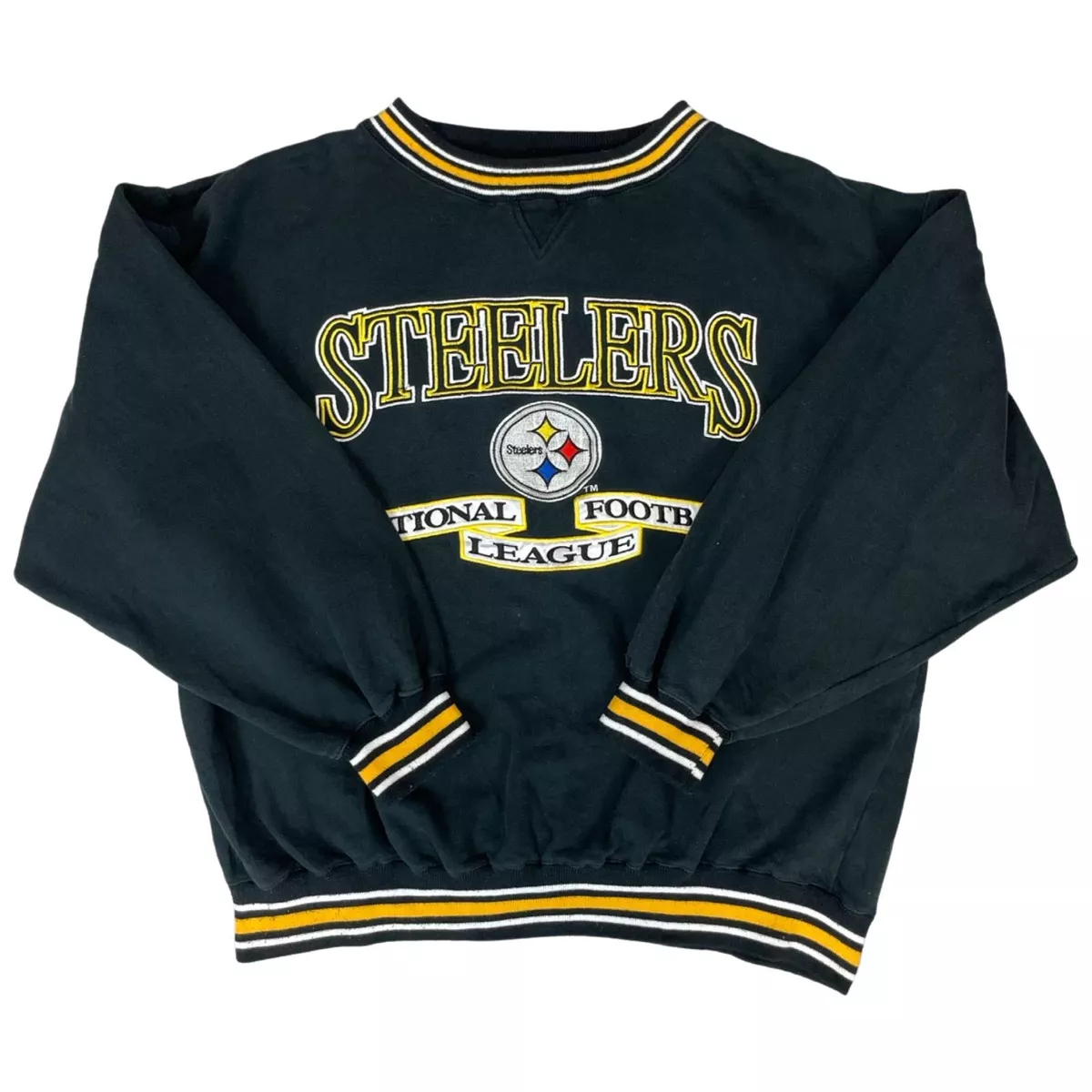 Vintage 90s 00s Black Yellow Logo Athletic Steelers NFL Embroidered Sweater  XL | eBay