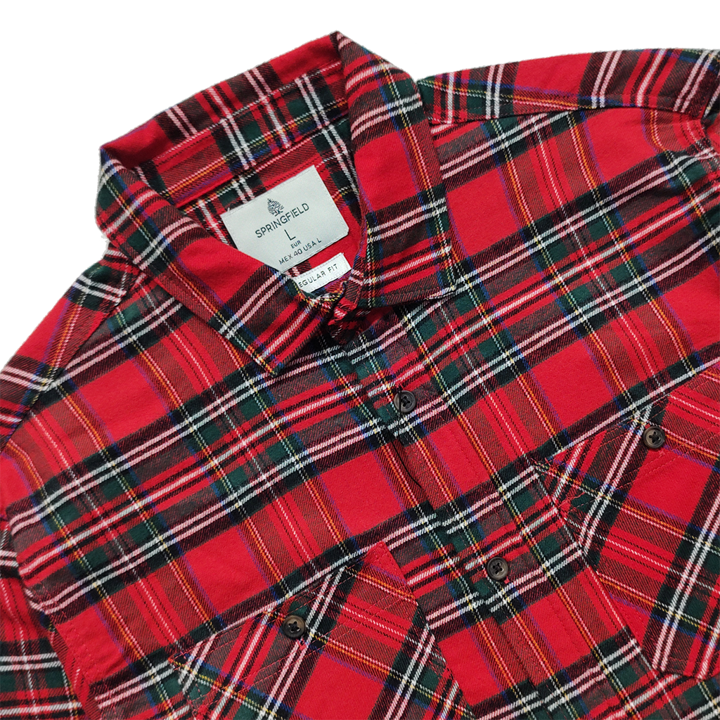 Camicia Flanella Cotone Uomo Camicia Uomo Springfield In Flanella Di Cotone - Check, Manica Lunga, Taglie S-2XL, Per Lavoro E Casual Camicia Springfield Per Lavoro E Tempo Libero - Foto 5