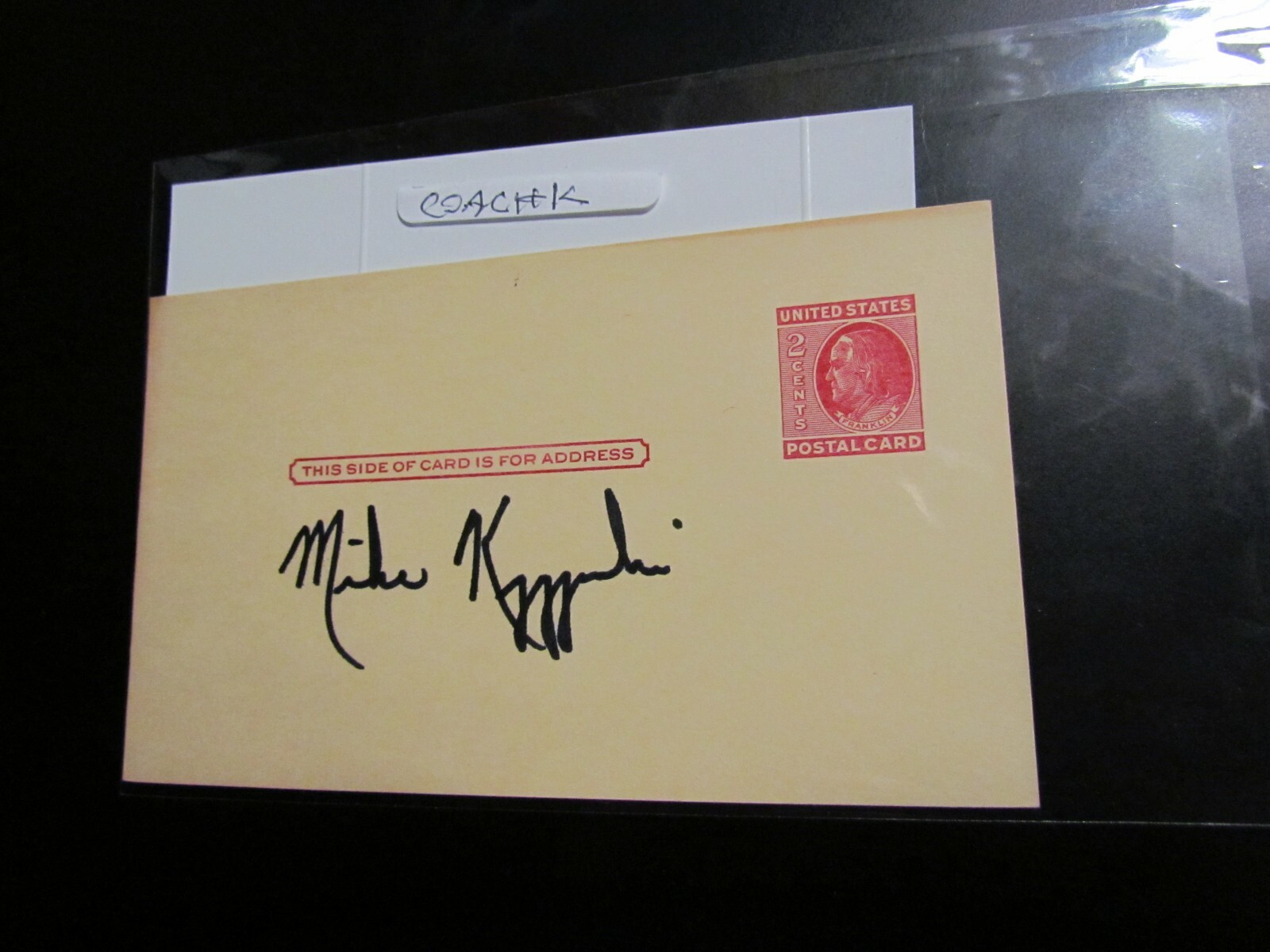 Coach K Mike Krzyzewski Signed Postcard JSA Certified 