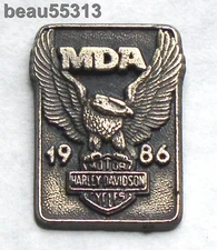 ⭐ "VINTAGE" HARLEY DAVIDSON NATIONAL HOG RALLY MDA 1986 VEST JACKET HAT PIN PINS