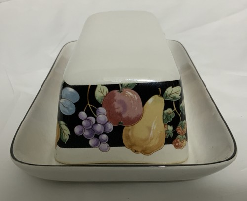 Vintage Sango “Fanciful Fruit” Ceramic Butter Dish - Picture 4 of 7