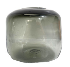 Vintage Hand Blown Smokey Gray Spherical Rose Bowl Vase Blenko