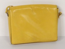 Sac à main pochette cuir jaune Charles Jourdan Paris France vintage XXè