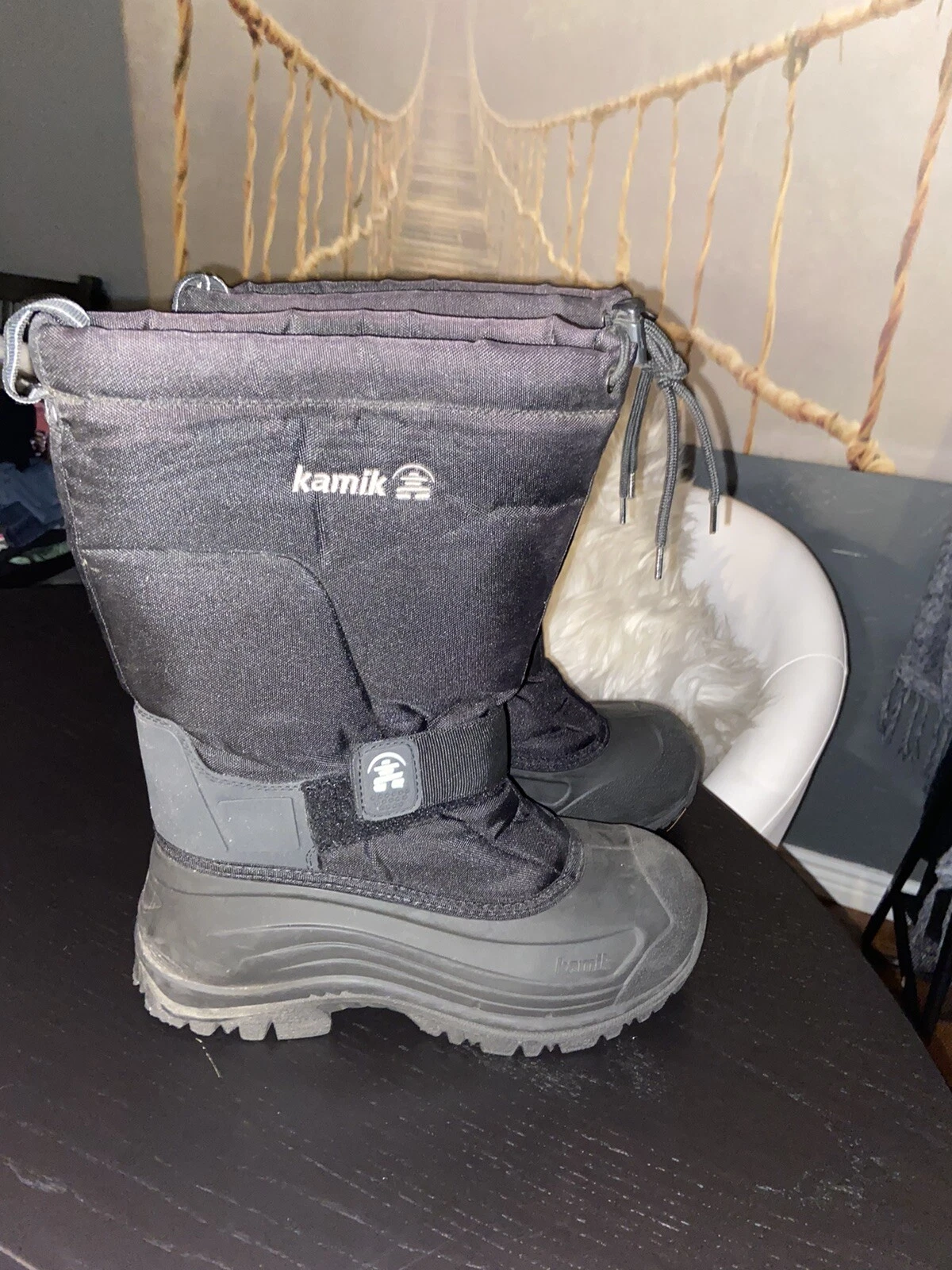 KAMIK Black Boots SZ 10 INSULATED Snow Waterproof w/Liners Winter