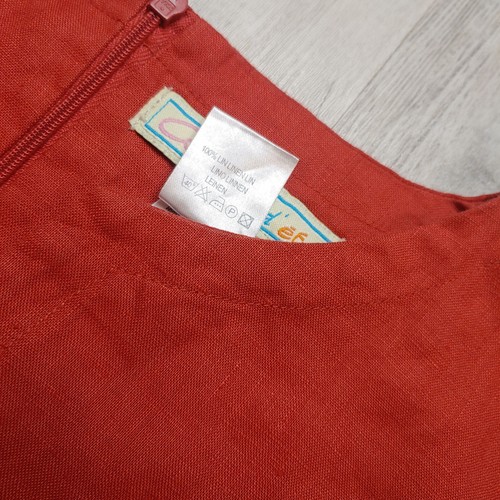 Couleurs D'ete Boho Maxi Dress Zip Back Drape Vintage Linen Rust Red Size 40 - Picture 4 of 11