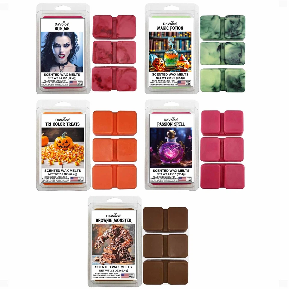 5 Pack - Citrus Orange Candy Corn Cherry Blossom Chocolate Halloween Wax Melts - Image 3 of 4