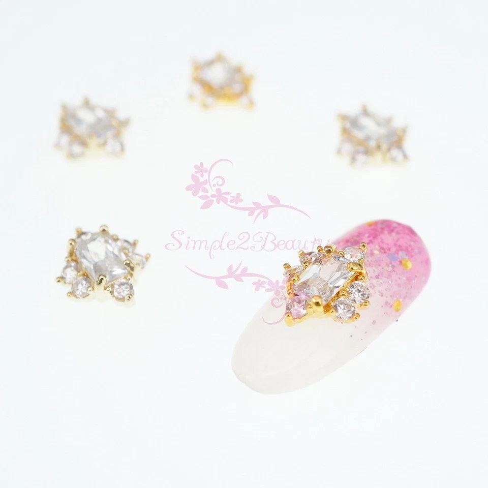 5PCS Luxury Bling Clear Zircon Rhinestones Charms 3D Nail Art Manicure Jewelry - Image 2 of 4