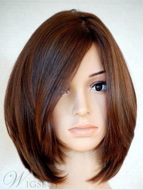 Soft Carefree Natural Medium Straight Bob Hairstyle 100 Human Hair