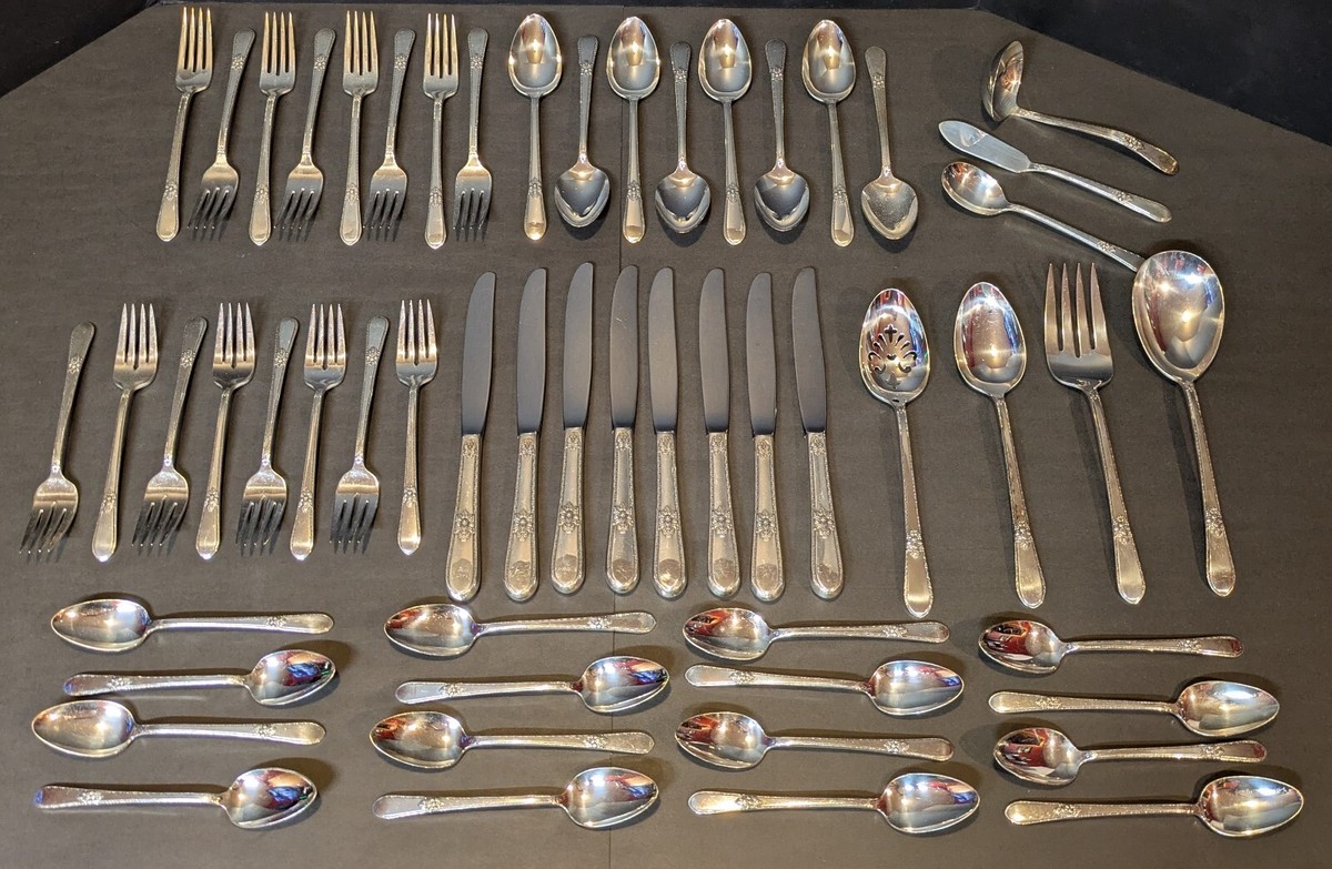 flatware set rogers bros adoration Flatware Set 1847 Rogers Bros Silverware Adoration 1847 Rogers Bros  ADORATION Silverplate IS Flatware 55 Piece Service For Set
