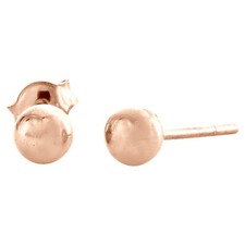 Genuine 14K Solid Rose Gold 4mm High Polished Ball Stud Unisex Post Earrings