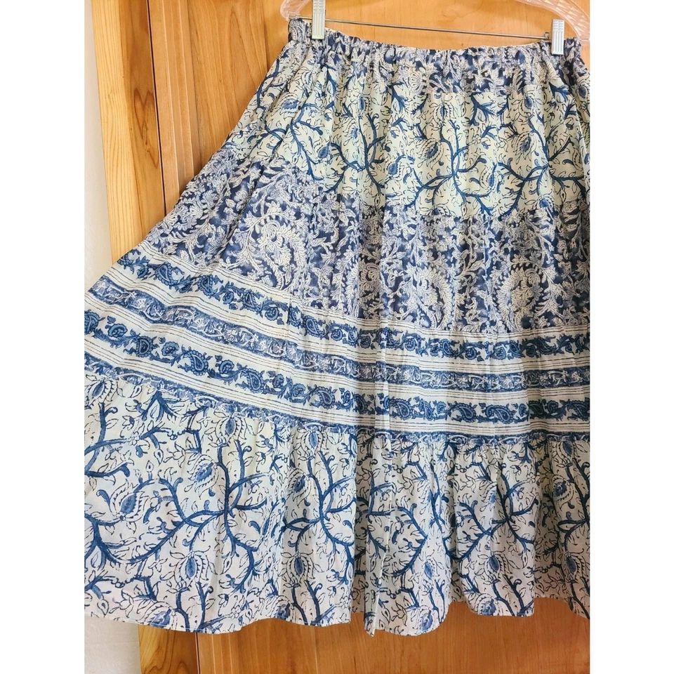 Handmade 100% Cotton Floral Tiered Peasant Skirt Sz 8 Lined Feminine Beachy M - Image 4 of 4