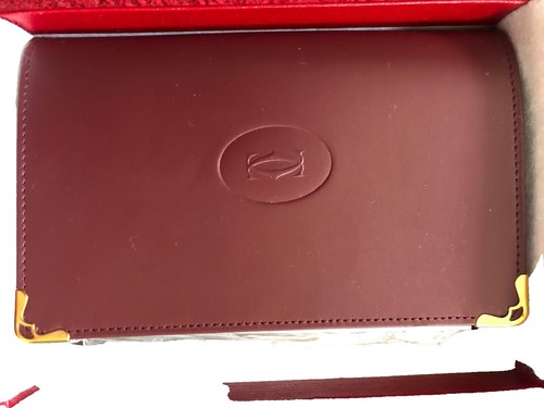Cartier originale porta assegni pelle bordeaux/check holder | eBay