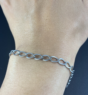 STERLING SILVER CHAIN LINK BRACELET JB SIGNED 7 3.8g