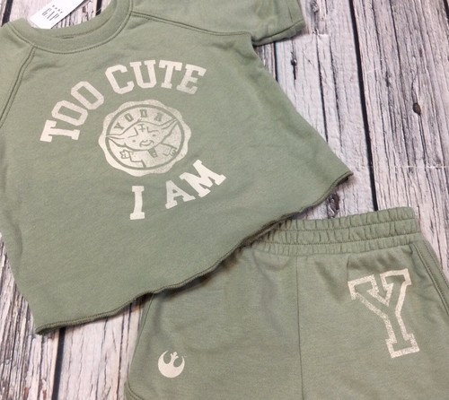 Conjunto de pantalones cortos verdes Baby Gap niños 18-24 meses bebé Yoda Star Wars. Nuevo con etiquetas - Imagen 2 de 4