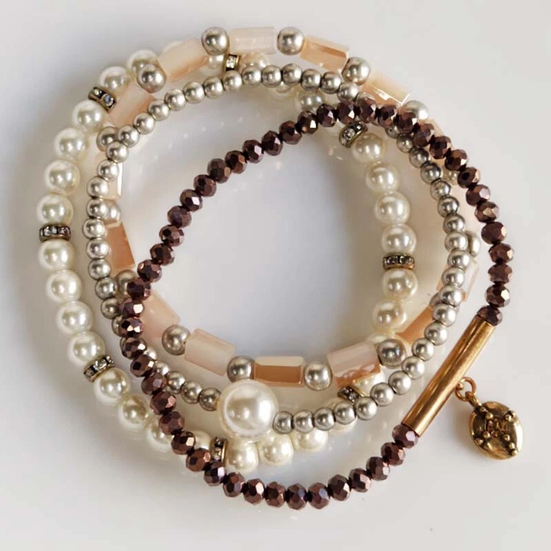 4 peças Chicos Beads pulseira elástica empilhável retrô feminina festa férias joias - Imagem 2 de 4