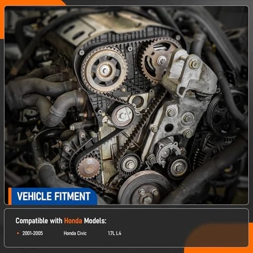 Timing Belt Kit w/ Water Pump Compatible with Honda Civic 2001-2005 TCK312 - Image 2 of 4