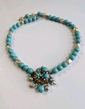 Early Rare Vintg Miriam Haskell Faux Turquois...