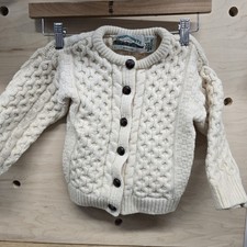 Children's Aran Crafts Merino Wool Sweater Cardigan Size 6-7  READ DESCRIPTION 