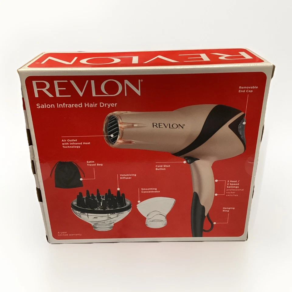 Revlon Pro Collection Infrared Hair Dryer Pearl Blow Dryer Concentrator Diffuser - Image 3 of 4