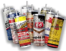 Blaster Pennzoil Phillips 66 Can 20 OZ STAINLESS STEEL TUMBLER CUP +LID/STRAW