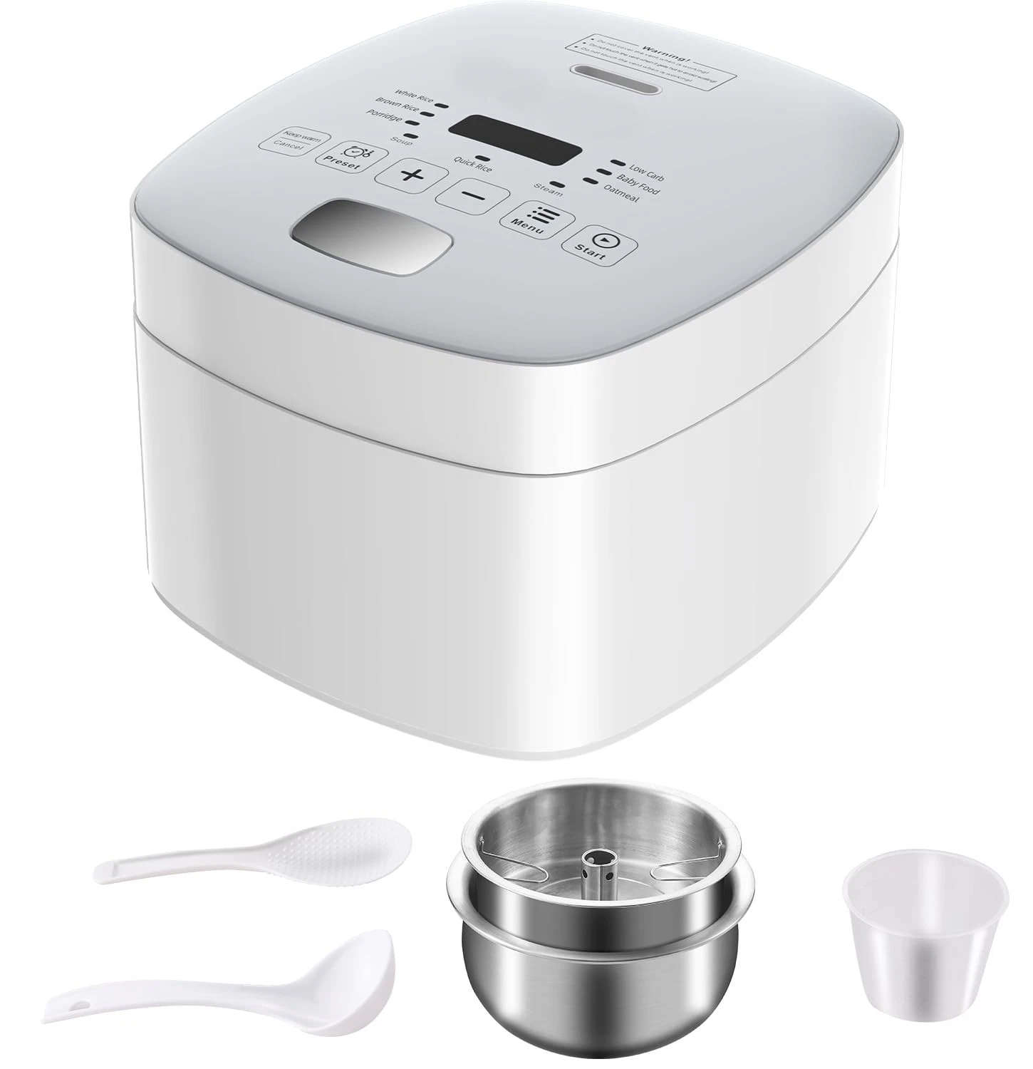 Low Carb Rice Cooker Stainless Steel Inner Pot, Mini Stainless Steel Rice Coo...