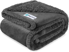 Waterproof Dog Blanket for Couch, Extra Large 80X60, Pee Proof Sherpa Fleece Rev