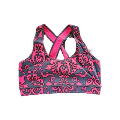 4Fourlaps Infinity Sports Bra Pink/Navy Velvet Wallpaper Sz Sm NWT 4Laps