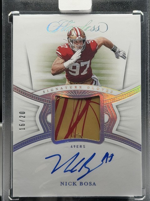 2020 NFL Flawless Nick Bosa💎Signature Game-Worn Gloves Autograph,SSP#16/20🔥