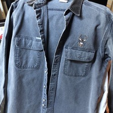 Men’s Carhartt Grey Shirt Size Large R Made In USA 100% Cotton/ Deer Embroidery