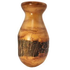 Hand Turned Wooden Vase Burl Wood Tree Natural 10.5" Signed JW Campbell Colorado