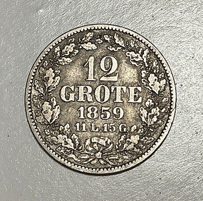 1859 Bremen 12 Grote KM# 241--.074 Silver FREIE HANSESTADT BREMEN