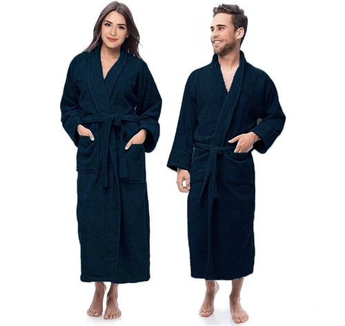 100% Cotton Bathrobe | Terry Cloth Robe | Lightweight Long Spa BathrobeTerry